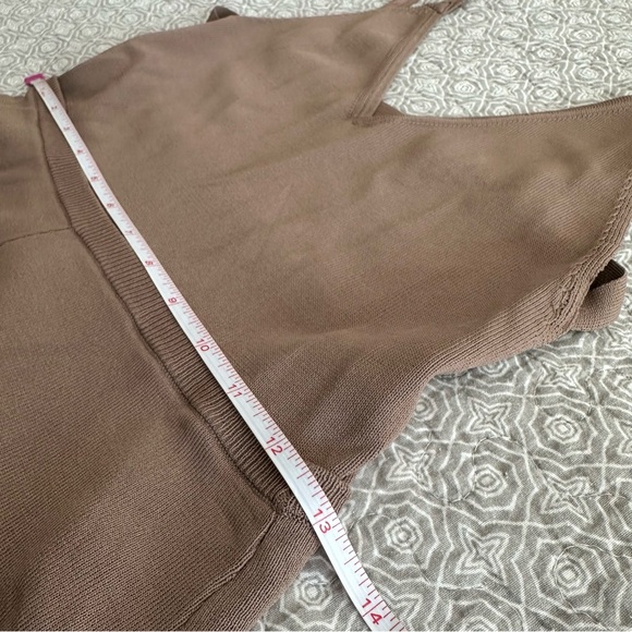 ZARA Backless Tan Knit V-neck Maxi Dress Strappy Open Back Size S - Picture 8 of 10